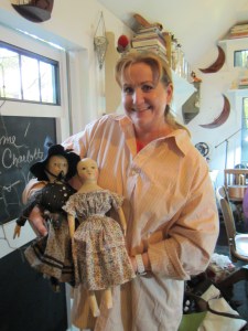 Susie and two of my dolls, the one on the left came back to visit during the retreat and to welcome her new sister, on the right, to the family.