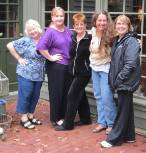 The gangs all here for Part 2! We lost Peggy , but we gained Mary :) Mary, Susie, Vicki, me, and Charlotte.