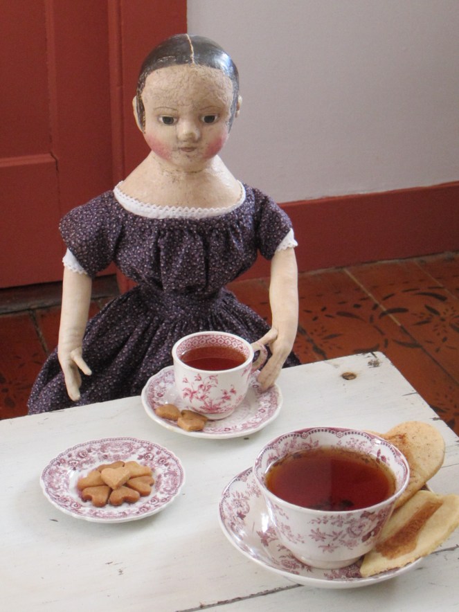 Welcome to our Valentine's Day Tea Party!  Would you care for a cup of violet tea and a mace shortbread cookie?