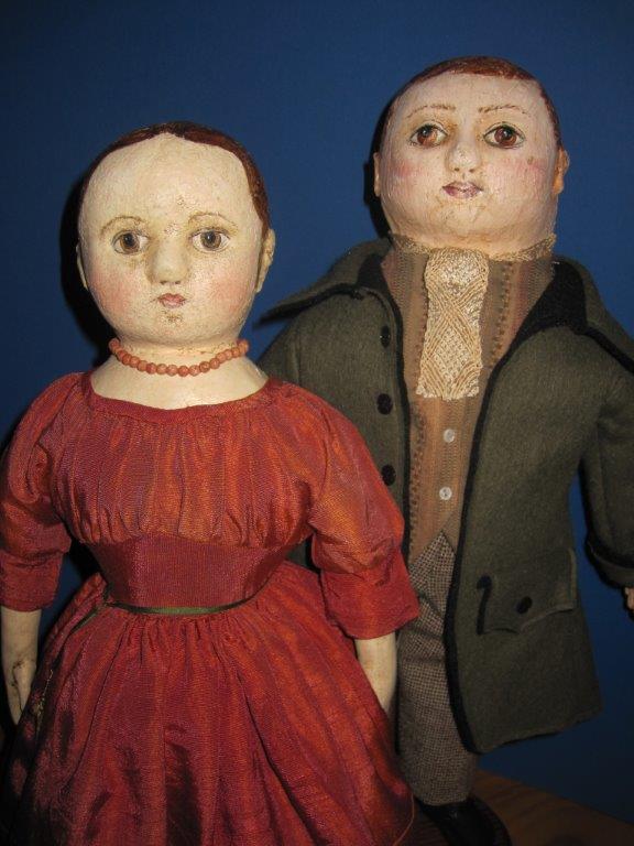 Charlotte and Mr. Pospisel by Vicki Leeke. Vickie asked me to post this photo for her of the dolls she was working on during the retreat. Vicki had me pre-make Charlotte's head and body parts, which she put together, painted and dressed. Vicki made Mr. Pospisel from a head she molded in one of my plaster molds. She took him back to Australia to finish. Isn't his suit amazing!!!