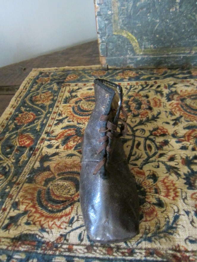 c. 1840-1850's child's black lace-up leather boot.