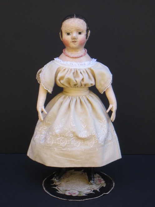 Isabeau #1 wearing her winter white antique wool dress.