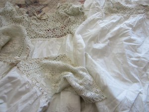 Good thing the dolls are willing to share... these antique nightgowns are destined to be summer dresses for me!