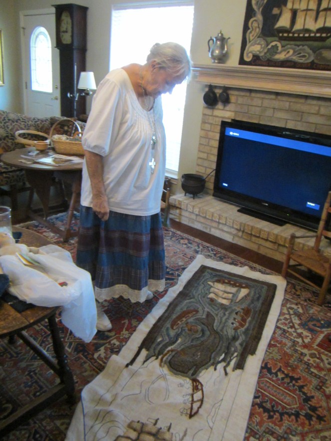Edyth showed us the amazing hooked rug that she is currently working on.
