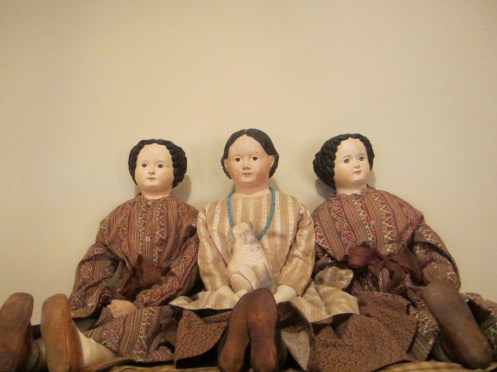 Edyth owns an amazing collection of papier-mache and china dolls, all of whom are beautifully dressed and artfully displayed.