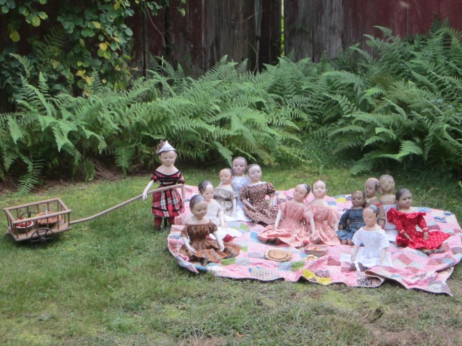 A favorite worn quilt makes the perfect picnic throw.  Andrew was a big help getting everything set up.  He pulled all of the deserts out to the party in his cart.  