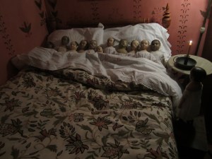 Hmmm... I still here a lot of whispering and giggling in there. It sounds as if the dolls have been listening at keyholes again for they all seem to know about the new baby girl that is due to join our family in January.