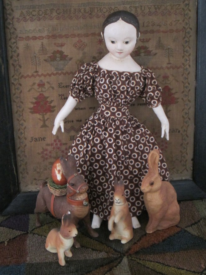 Melissa's doll spent an afternoon frolicking with the rabbits before she departed for her new home. 