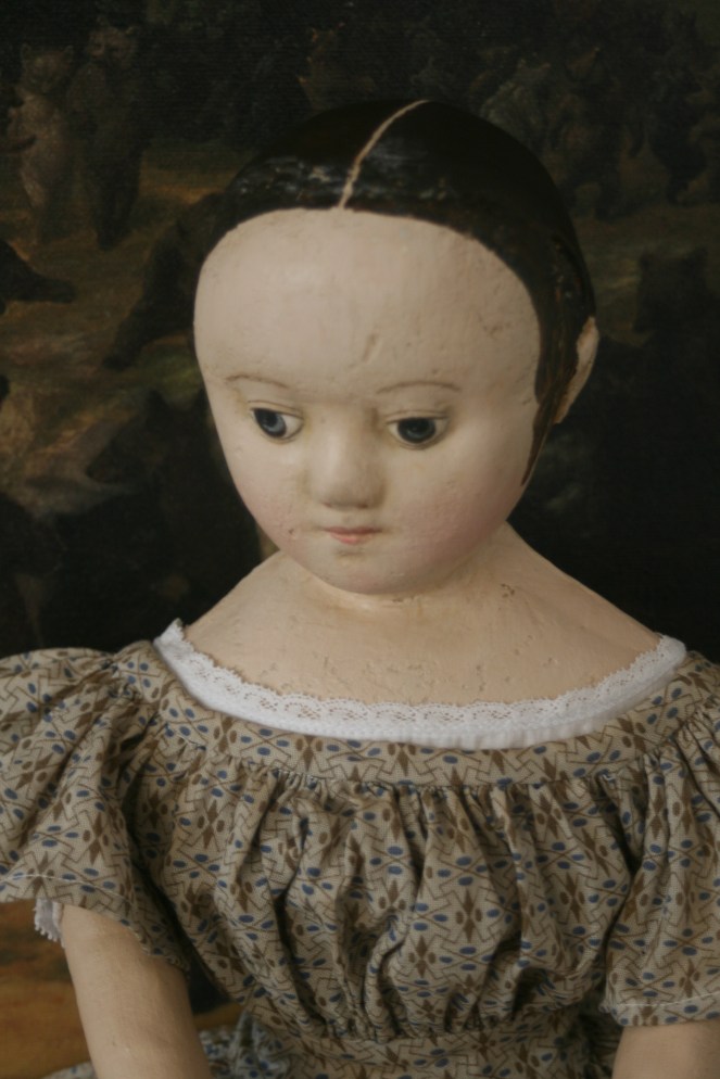 Carole loved the clothing that I did for my doll that was pictured in Early American Life earlier this summer. Fortunately I had just enough fabric left to recreate her wardrobe for Ismay.