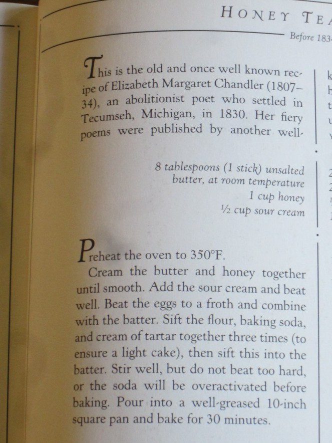 "Here it is, Honey Tea Cake."