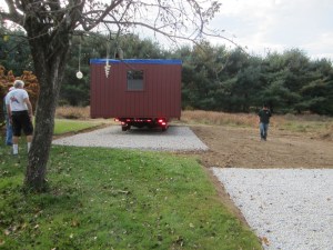 Backing the new studio into place...