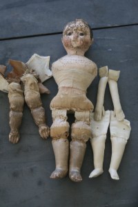 I have made Izzybelle appropriate restoration arms and legs. I still need to color match them to her newly cleaned paint surface, then stuff and attach them.